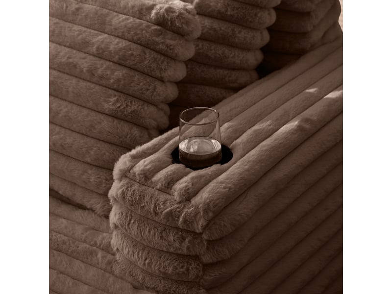 Canapé en fausse fourrure marron 135x128x86 cm avec porte-gobelets intégrés et assise moelleuse - Conforama D