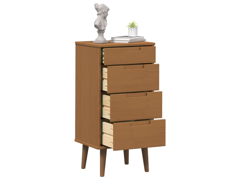  Commode chambre adulte, armoire à tiroirs molde caramel 40x35x82 cm bois de pin massif  - Conforama C