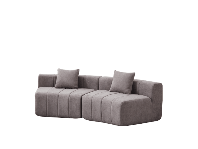 Canapé de salon, canapé pour séjour, pour salon, chambre, bureau, en chenille, format adapté au salon, forme incurvée - Conforama B