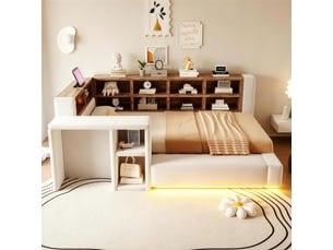 Lit avec rangement 90x200 cm <strong>DZMDIP</strong> <strong></strong> coloris beige