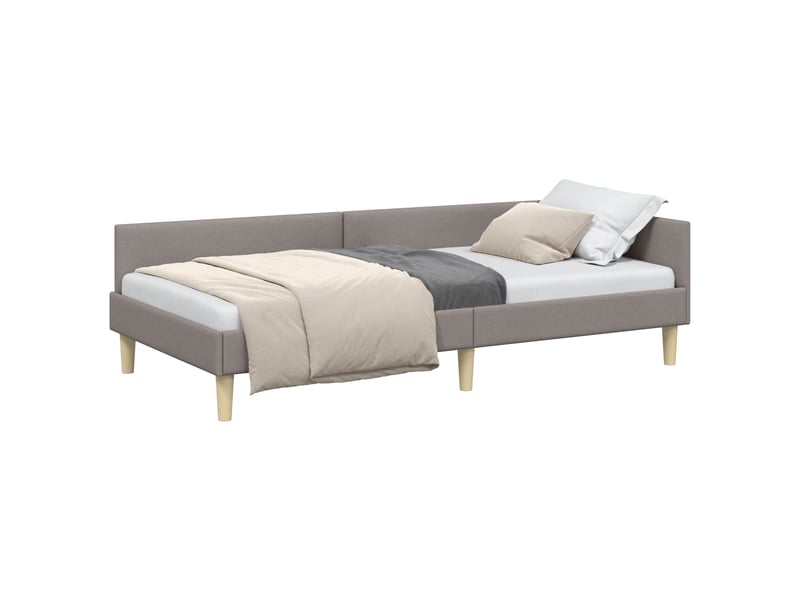  Lit adulte, lit simple, cadre de lit d'angle taupe 100x200cm tissu cf7358  - Conforama A