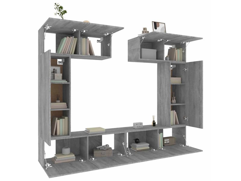  Ensemble de meubles tv - banc tv - meuble de rangement 6 pcs sonoma gris bois d'ingénierie  - Conforama D