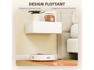 Lot de 2 tables de chevet murales, 40 x 30 x 15 cm, tables de nuit suspendues avec tiroir coulissant, blanc