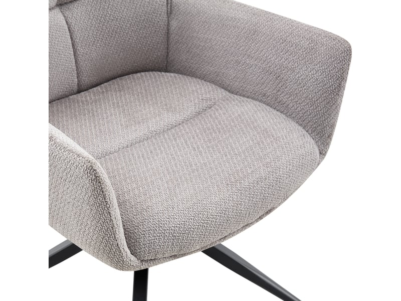  Lot de 2 chaise pivotante 360°, chaise de salle à manger avec accoudoirs enveloppants, dossier large, métal, gris+noir  - Conforama E