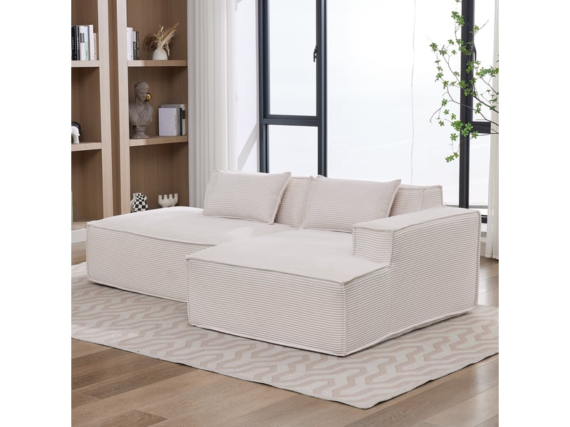  Canapé 3 places en tissu avec 2 coussins, assise ressorts ensachés et mousse haute densité, design épuré  - Conforama R