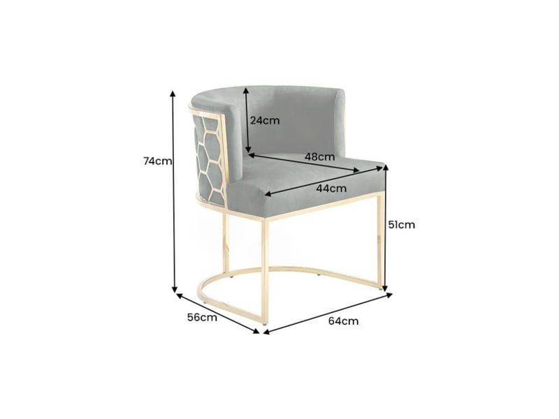 Chaise velto vert profond en velours – structure dorée brillante, accoudoirs et dos nid d'abeilles  - Conforama C