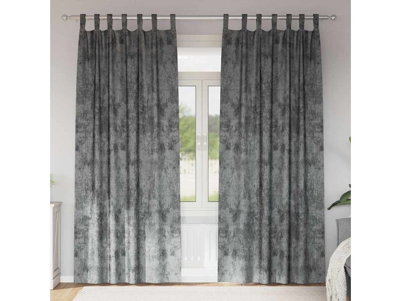  Lot de 2 rideaux en velours, rideaux de fenêtre gris 260 x 140 cm velours cf44210  - Conforama B