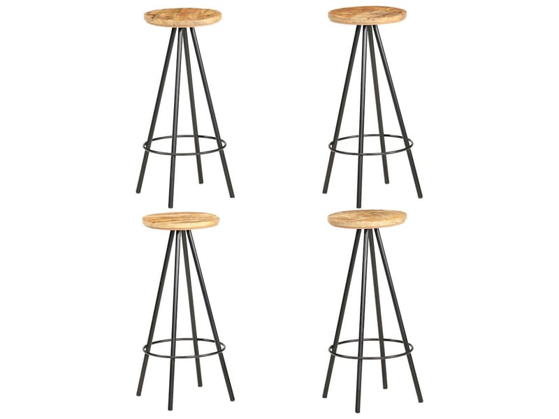  Lot de 4 tabouret de bar, chaise de bar bois de manguier brut  - Conforama B