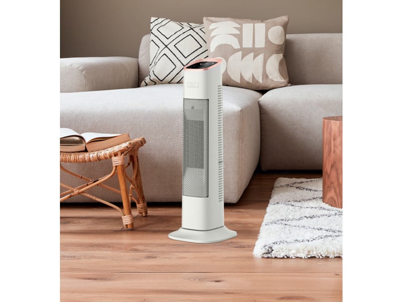  Chauffage soufflant céramique fabrilamp vertical 2000 w blanc et doré 62 x 23,5 x 23,5 cm 198322075 - Conforama C