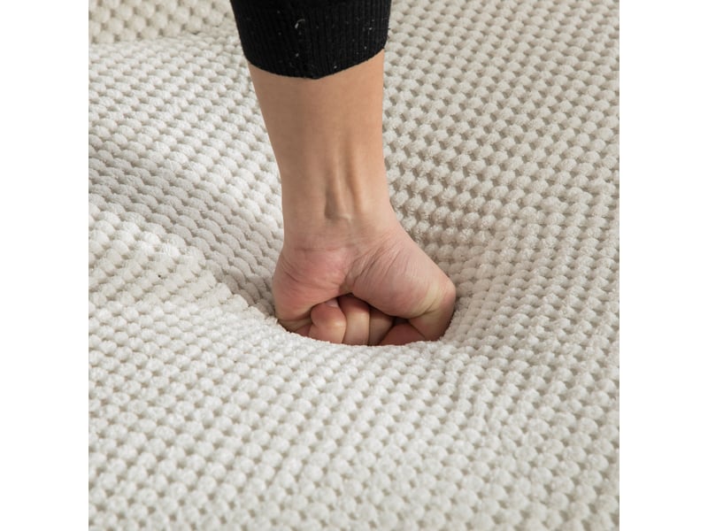  Canapé modulable en tissu chenille beige, rempli de mousse haute résilience, idéal pour le salon  - Conforama E