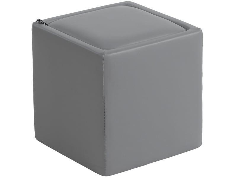  Pouf coffre 40 x 40 x 40 cm – gris – simili cuir – assise 1 place avec rangement et couvercle relevable  - Conforama D