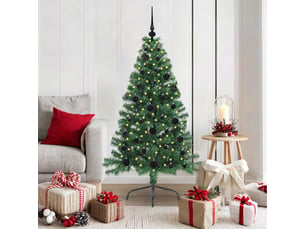 Sapin de noël - arbre de noël artificiel pré-éclairé vert 150 cm pvc