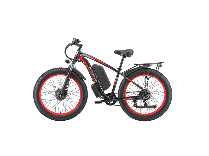  Vélo électrique double moteur sinohon x26, fat bike 26 po tout-terrain, rouge  - Conforama B
