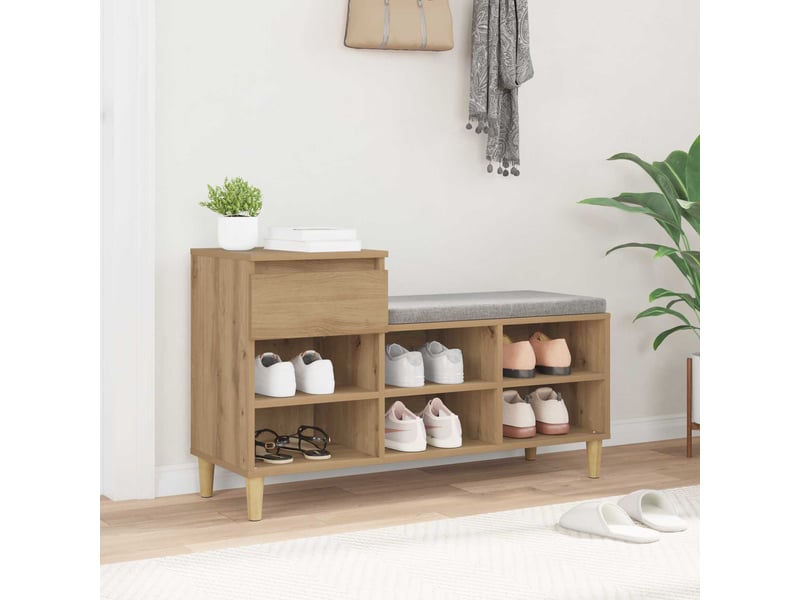  Banc à chaussures, meuble à chaussures 102x36x60 cm bois d'ingénierie shl4398  - Conforama D