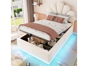 Lit coffre 90x200 cm <strong>MERAX</strong>  <strong></strong> coloris beige