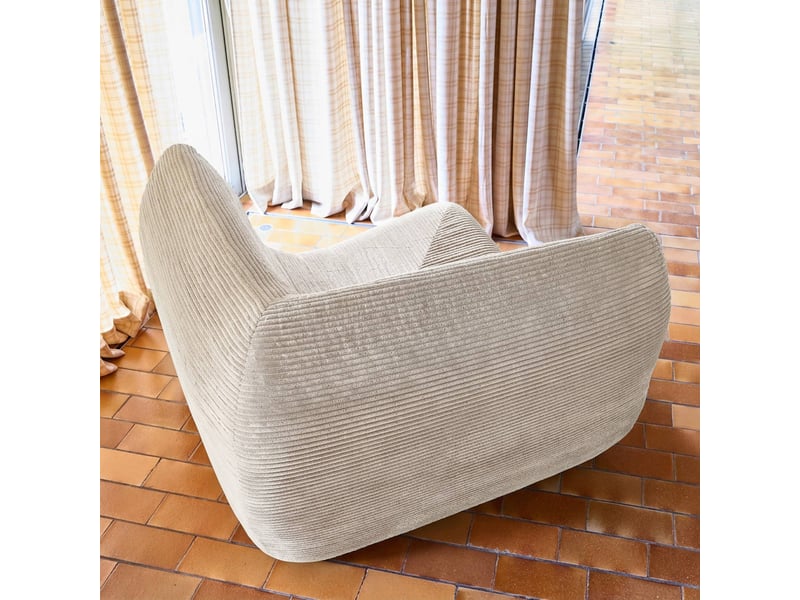 Chauffeuse d'angle velours côtelé 1 place crème - sokol  - Conforama E
