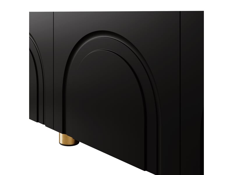  Meuble tv bas 180 cm, finition noir, avec façades en relief  - Conforama E