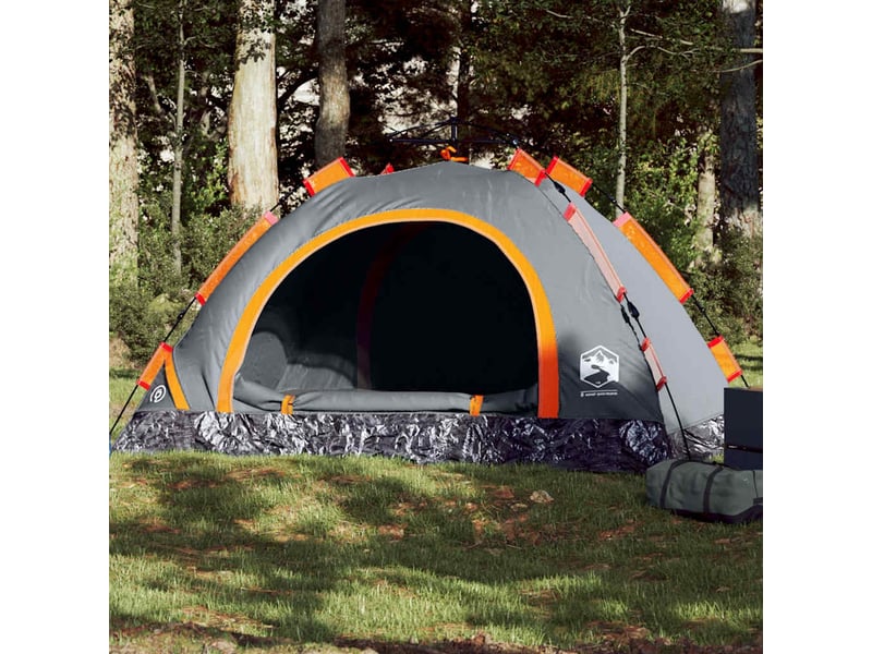 Tente de camping 3 personnes gris et orange libération rapide - Conforama B