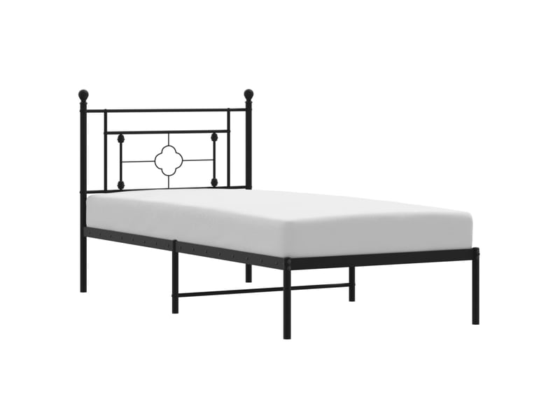  Lit adulte, lit simple, cadre de lit métal sans matelas avec tête de lit noir 90x190cm cf9578  - Conforama A