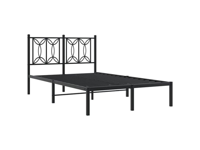  Lit double- lit adulte -  cadre de lit métal sans matelas avec tête de lit noir 120x190cm  - Conforama B