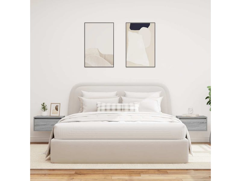  Lot de 2 table de chevet mural avec lumières led sonoma gris shl26139  - Conforama D