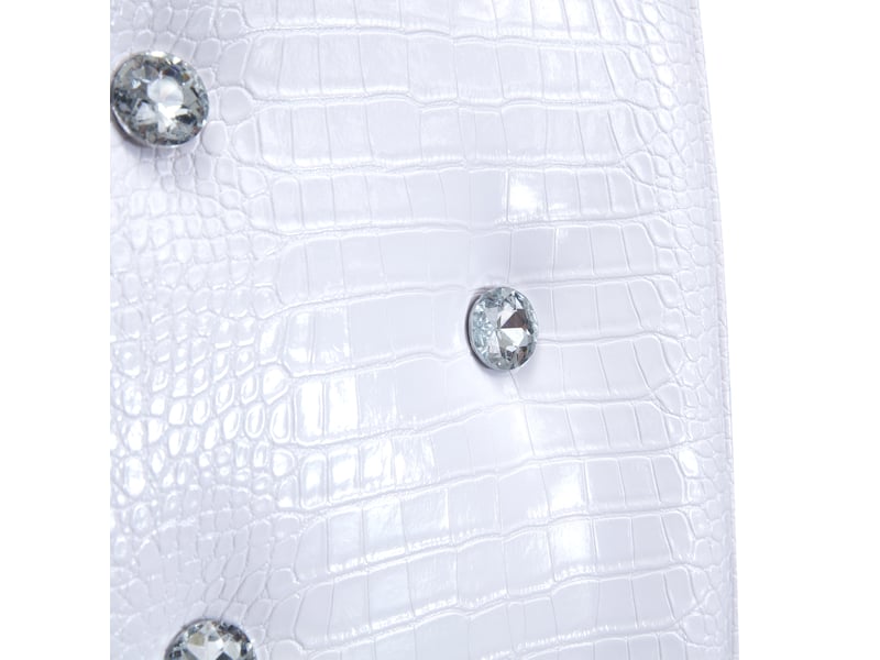  Lot de 2 chaises de salle à manger,à motif crocodile,pvc,blanc  - Conforama E
