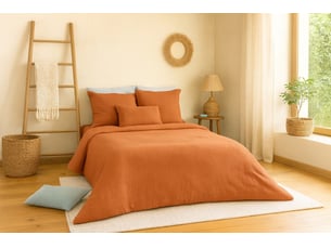 Parure de lit uni gaze de coton - 140x200 camel