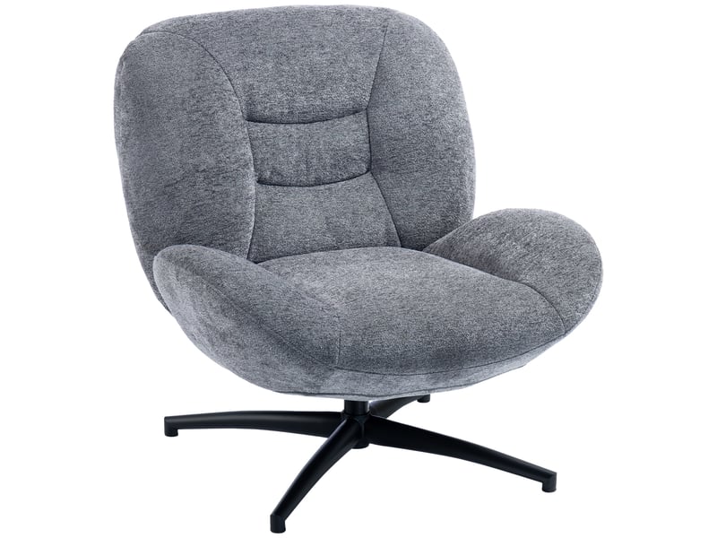  Fauteuil pivotant en tissu chenille gris foncé 89 x 83 x 85 cm  - Conforama B