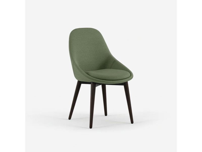  Lot de 4 chaises de salle à manger rembourrées en tissu delphi - vert foncé  - Conforama C