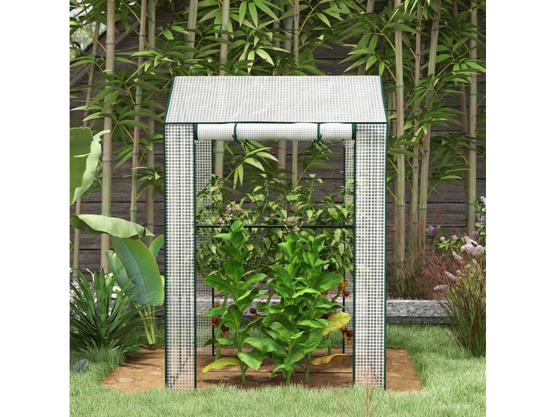  Serre de jardin 100x80x150 cm deux portes métal blanche  - Conforama C