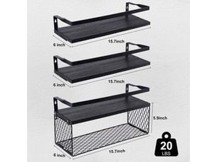 Étagère de douche flottante, panier rangement fil métallique. Pour salle de bains au-dessus toilettes, avec garde-corps. Pratique, durable et gain de place.