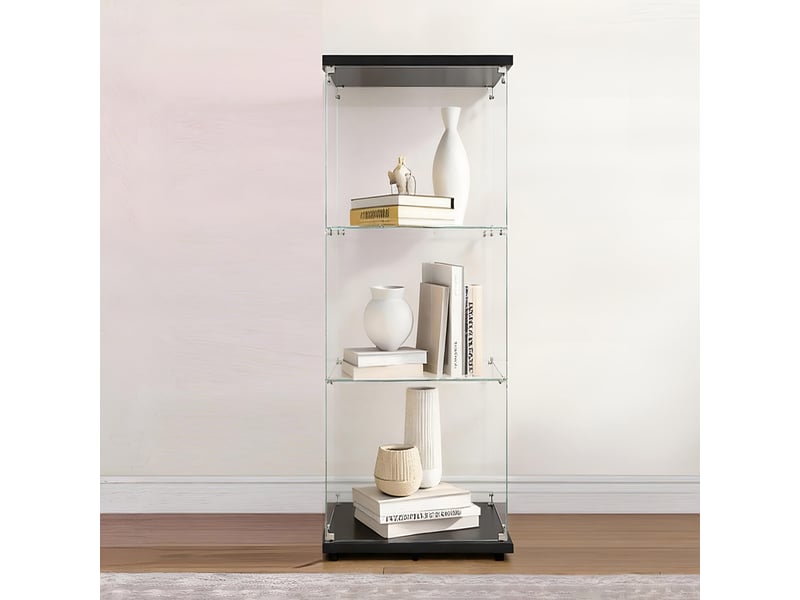  Vitrine en verre –vitrine armoire pour collection– meuble de rangement –1 porte 3 étagères– 42.5x36.5x125cm– noir  - Conforama D