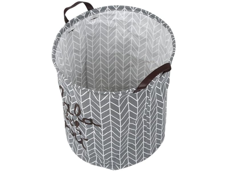  Lot de 2 paniers à linge ronds en coton et lin – grands bacs de rangement pour chambre d'enfant, gris et jaune  - Conforama B