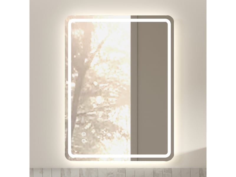  Miroir de salle de bain - éclairage led - mural - glass - argent - 60 x 80 x 3 cm - salle de bain ML0224R0DE - Conforama C
