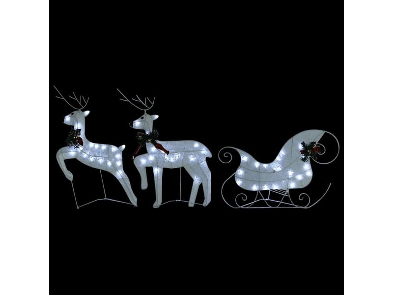  Décoration de noël renne et traîneau 60 led extérieur blanc  - Conforama C