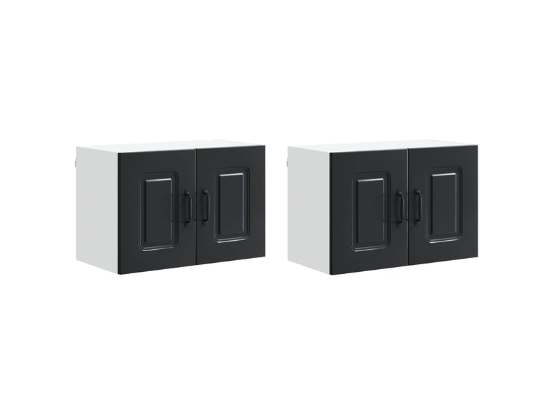  Meuble mural de cuisine | armoire de cuisine 2 pcs noir bois d'ingénierie shl5084  - Conforama A