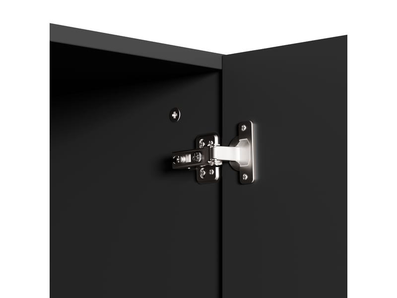  Buffet salle à manger 160x75x38 cm, meuble bas 4 portes noir, panneau de particules, grande capacité  - Conforama E