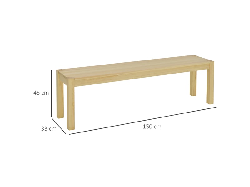  Banc 3 places en bois 150 x 33 x 45 cm, style campagne, naturel, charge maximale 330 kg  - Conforama C