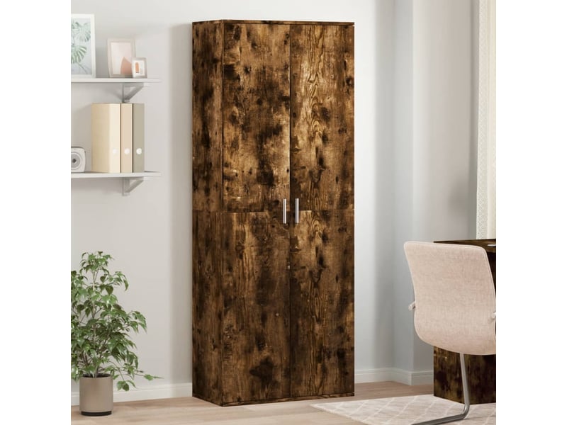  Buffet haut, meuble de rangement salon chêne fumé 70x35x180 cm bois d'ingénierie  - Conforama B