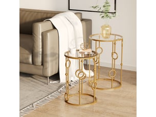 Table basse rond(e) coloris doré <strong></strong> <strong></strong> - 41 cmx41 cm