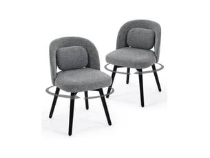 Chaises de salle à manger pivotantes 360° lot de 2, velours et bois d'hévéa gris