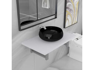 Meuble de salle de bain, armoire salle de bain en deux pièces céramique blanc cf65437