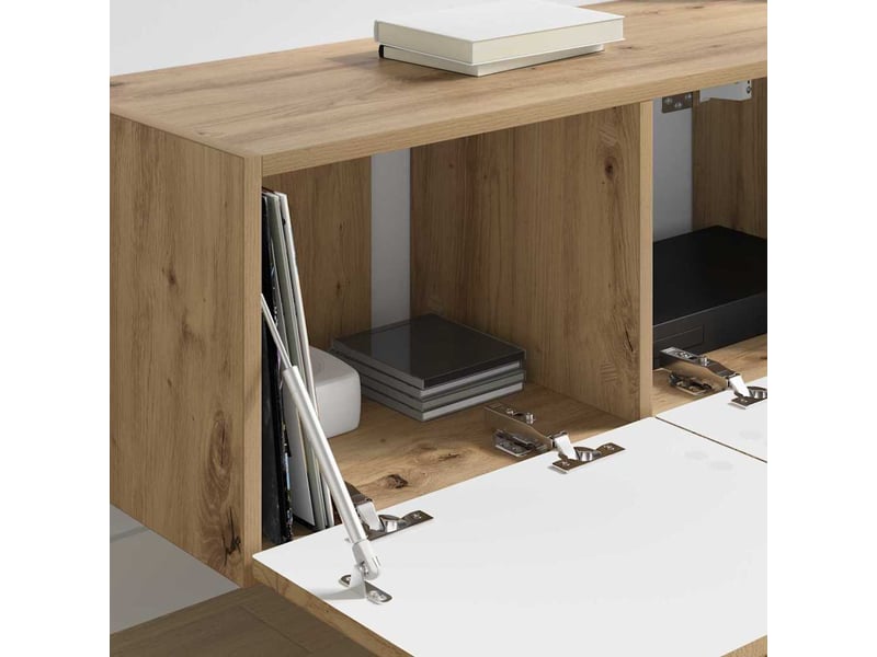  Meuble tv - banc tv - meuble de rangement mural 78,5 x 31 x 29,5 cm chêne artisan  - Conforama D