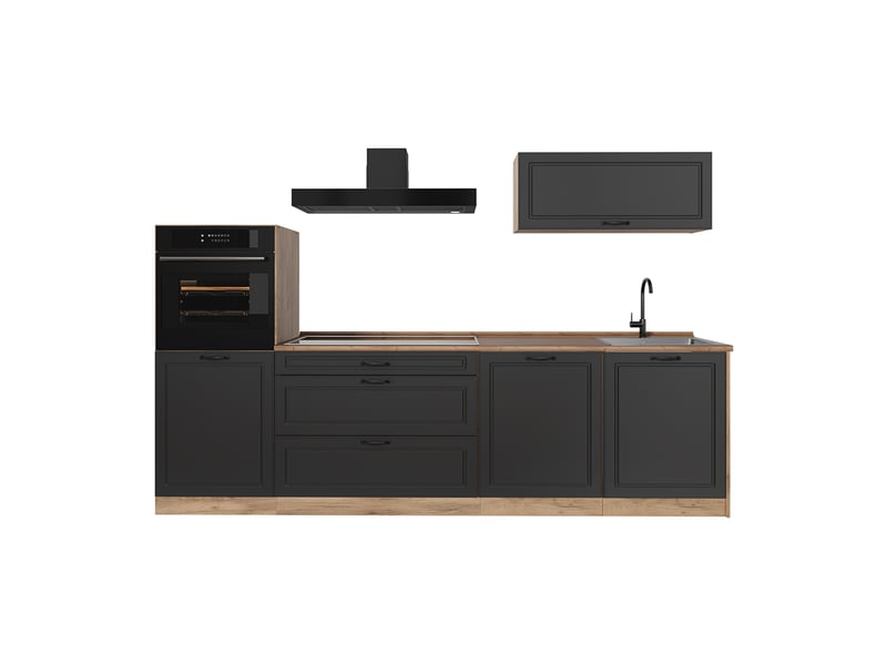 Vicco cuisine, anthracite campagnechêne doré, 280cm plan de travail chêne doré - Conforama A