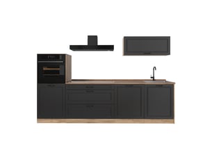 Vicco cuisine, anthracite campagnechêne doré, 280cm plan de travail chêne doré