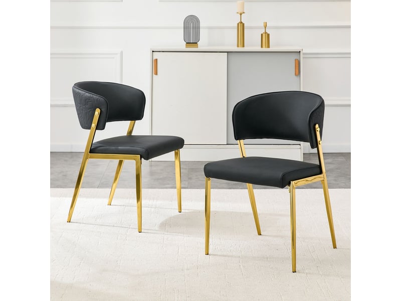  Chaise de salle à manger lot de 2 chaises structure en métal assise et dossier rembourrés style moderne stabilité renforcée  - Conforama B