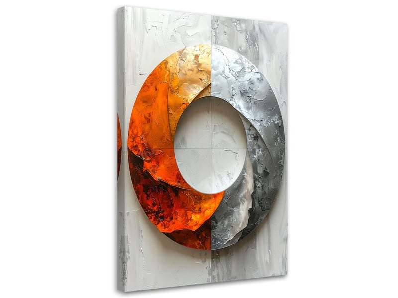  Toile imprimée, abstraction géométrique avec des cercles orange et gris 40x60 1334479702 - Conforama A