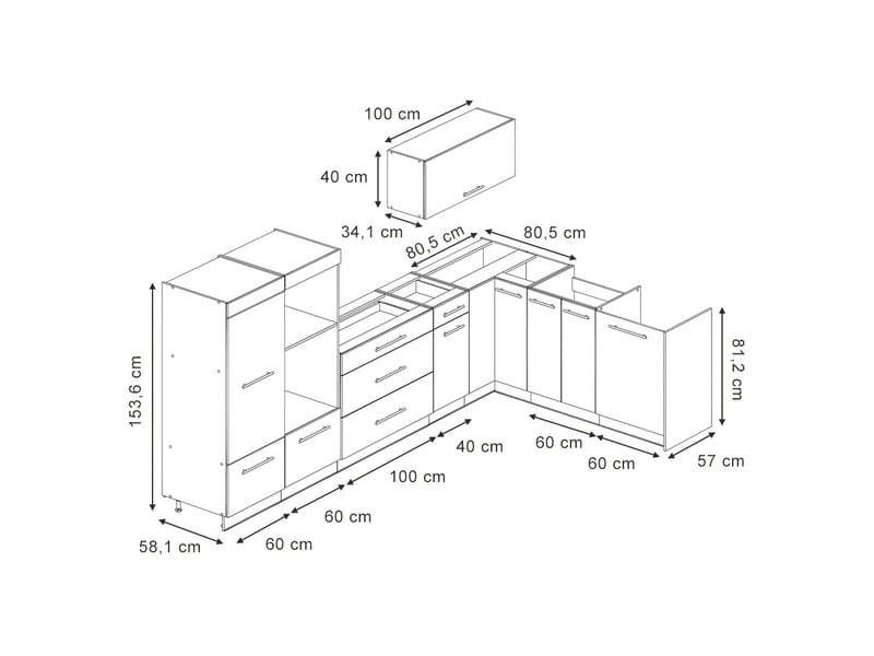  Vicco cuisine en angle, vert or campagnechêne de force doré, 347x51.6cm sans pt  - Conforama B