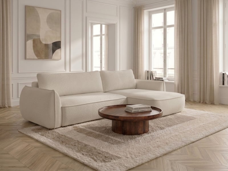  Bobochic canapé d'angle convertible réversible esmee tissu chenille blanc  réversible ESMEE - Conforama B