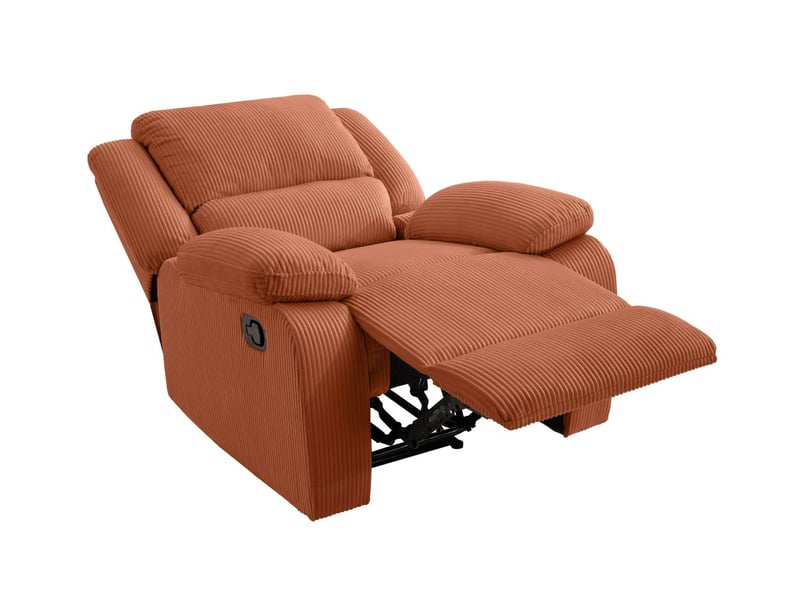 Relaxxo - fauteuil relaxation manuel leo en velours côtelé - terracotta LÉO - Conforama C